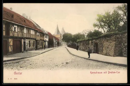AK Goslar, Partie in der Kornstrasse mit Breiten-Tor