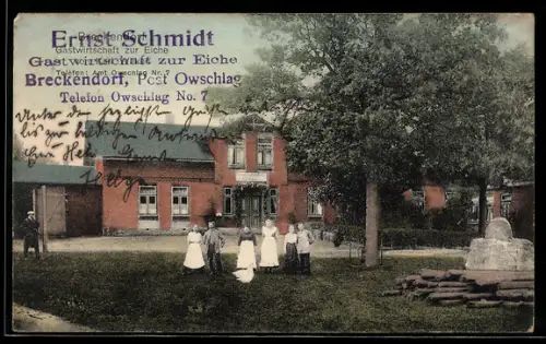 AK Brekendorf, Gasthaus zur Eiche, Inh. Ernst Schmidt, Gartenbereich