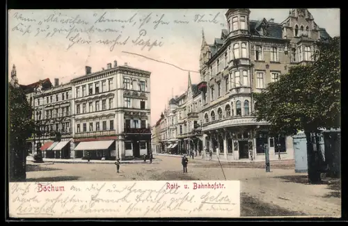 AK Bochum, Partie in der Rott- und Bahnhofstrasse
