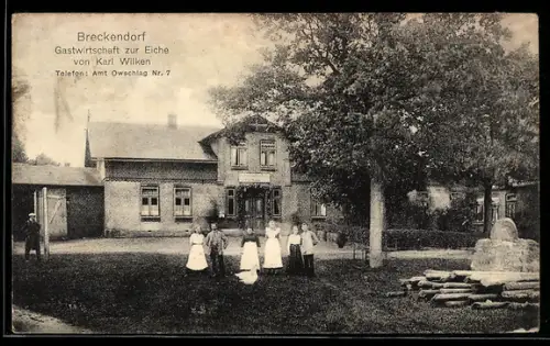 AK Brekendorf, Gasthof zur Eiche, Inh. Karl Wilken, Aussenbereich