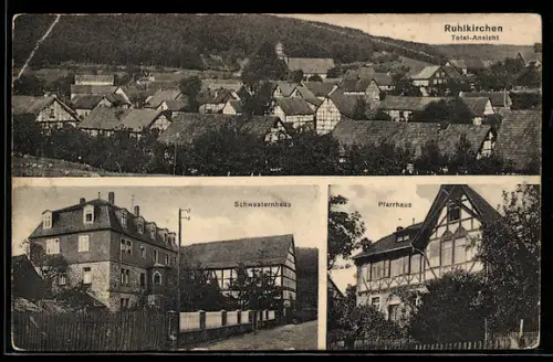 AK Ruhlkirchen, Totalansicht, Schwesternhaus, Pfarrhaus