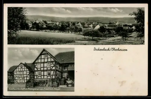 AK Deckenbach /Oberhessen, Totalansicht und Gasthaus von Friedrich Haupt