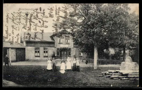 AK Brekendorf, Gasthaus zur Eiche, Inh. Karl Wilken, Gartenansicht
