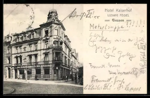 AK Giessen, Hotel Kaiserhof Ludwig Feidel