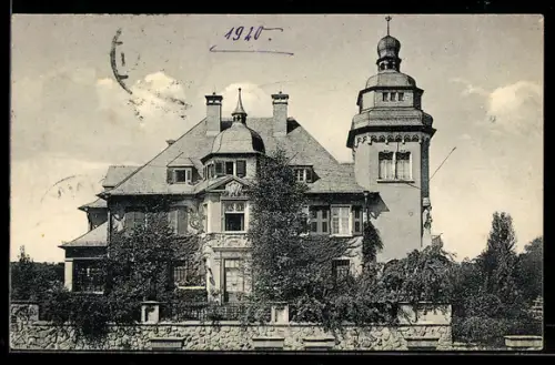 AK Mainz, Villa Adolf Werner mit Garten