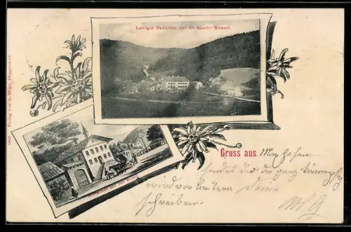 AK Rusel, Gasthaus auf der Rusel, Landgut Maxhofen und die Ruseler Strasse