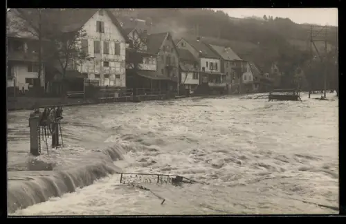 Foto-AK Weilburg /Lahn, Hochwasser im Lahntal 1929
