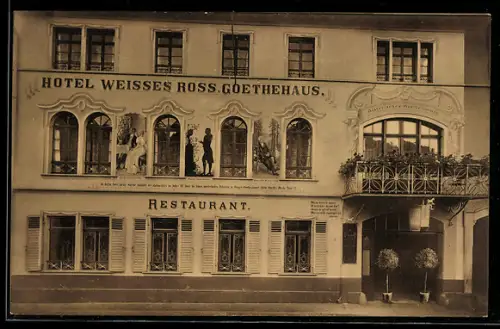 AK Bingen, Hotel Weisses Ross, Goethehaus am Rhein