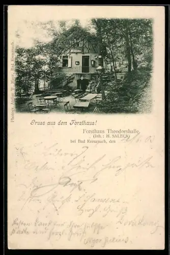 AK Bad Kreuznach, Gasthof Forsthaus Theodorshalle, Inh. H. Saleck