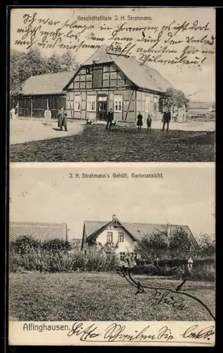AK Affinghausen, J. H. Strahmann`s Gehöft, Geschäft J. H. Strahmann