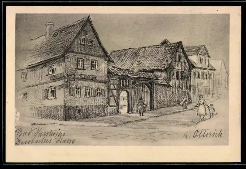 Künstler-AK Bad Nauheim, Hotel Deutsches Haus