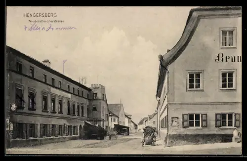 AK Hengersberg, Niederalteicherstrasse mit Wagen