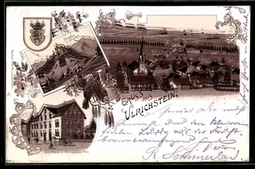Lithographie Ulrichstein, Gasthaus z. Darmstädter Hof
