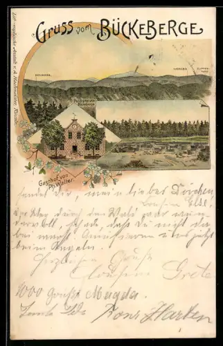 Lithographie Obernkirchen, Gasthof Ph. Walter, Bückeberge
