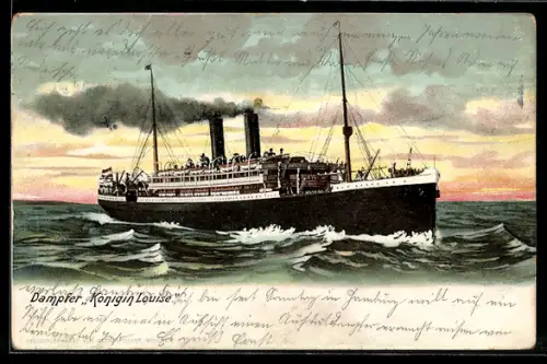 AK Passagierschiff Königin Louise in Fahrt in bewegter See