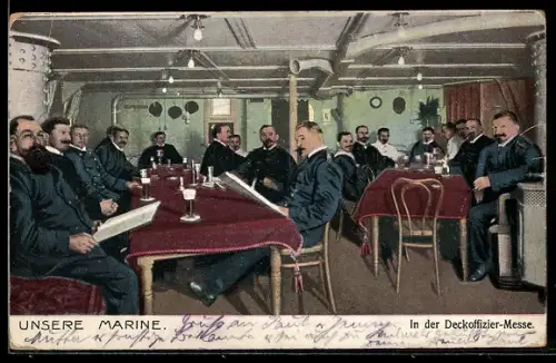 AK Offiziere der Kaiserlichen Marine in der Deckoffizier-Messe