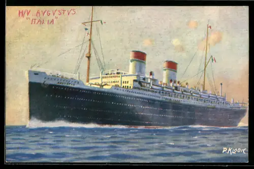 AK Italienisches Passagierschiff M.N. Augustus in Fahrt