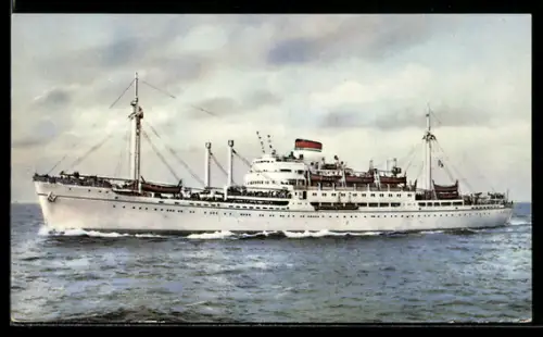 AK Passagierschiff Amerigo Vespucci der Reederei Italia auf hoher See
