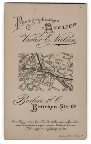 Fotografie Victor E. Nielsen, Berlin, Brücken-Str. 6b, Kleine Landkarte der Umgebung des Ateliers