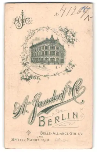 Fotografie A. Jandorf & Co., Berlin, Belle-Alliance-Str. 1/2, Strassenecke am Ateliergebäude