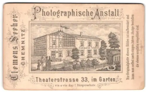 Fotografie Clemens Seeber, Chemnitz, Theaterstrasse 33, Gebäudeansicht des Ateliers mit Garten