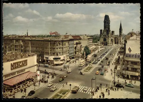AK Berlin-Charlottenburg, Kurfürstendamm, Kaiser-Wilhelm-Gedächtniskirche, Cafe Kranzler