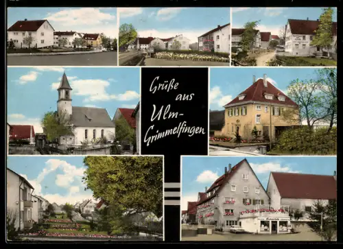AK Ulm-Grimmelfingen, Bäckerei Scheifele, Wohnhäuser, Gasthaus zum Adler