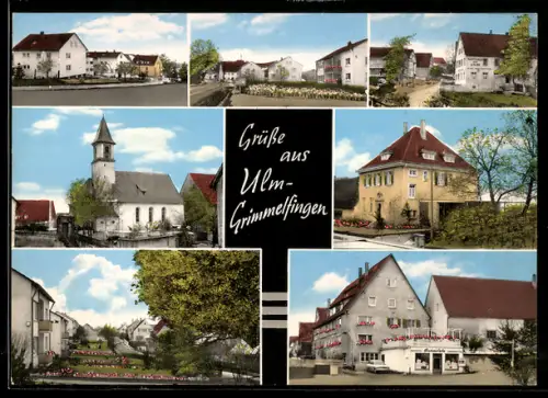 AK Ulm-Grimmelfingen, Bäckerei Scheifele, Wohnhäuser, Gasthaus zum Adler