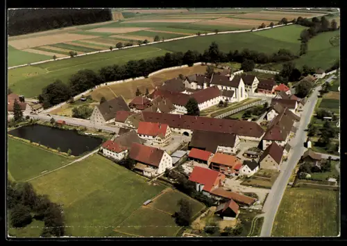 AK Heiligkreuztal bei Riedlingen, Ehemaliges Zisterzienserinnenkloster, Ortsansicht vom Flugzeug aus