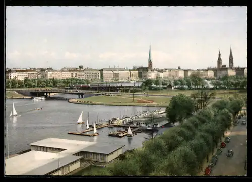 AK Hamburg, Lombardsbrücken und Innenstadt