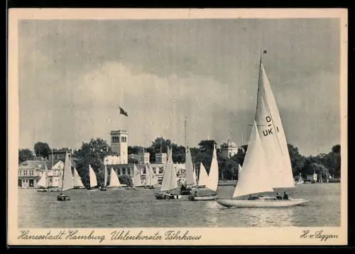 AK Hamburg, Uhlenhorster Fährhaus, Segelboote