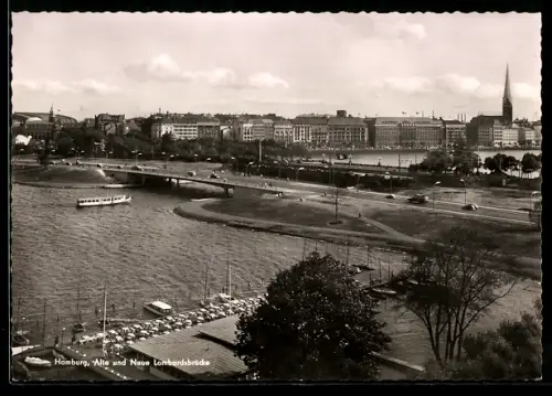 AK Hamburg-Neustadt, Alte und Neue Lombardsbrücke aus der Vogelschau