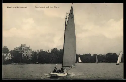 AK Hamburg-Uhlenhorst, Segelsport auf der Alster