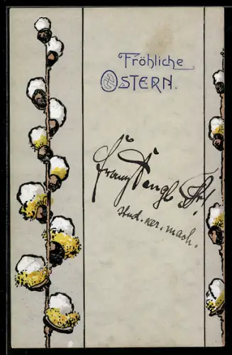 AK Zweige mit erblühenden Knospen, Ostergruss