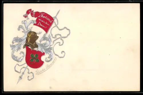 Präge-AK Studentenwappen mit Kleeblatt