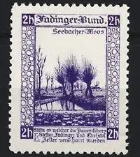 Reklamemarke Fadinger Bund, Seebacher Moos, Landschaft mit Bäumen