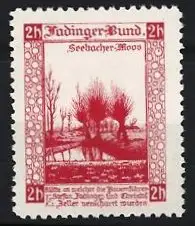 Reklamemarke Fadinger-Bund, Seebacher-Moos, Landschaft mit Bäumen