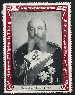 Reklamemarke Seemanns-Erholungsheim, Grossadmiral von Tirpitz, Porträt