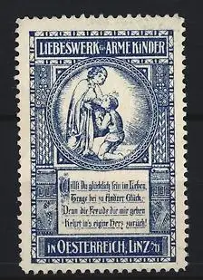 Reklamemarke Linz, Liebeswerk für arme Kinder, Frau mit Kind