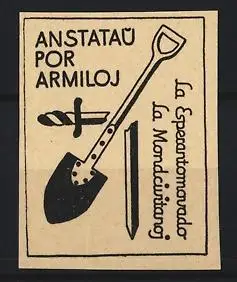 Reklamemarke Anstatau por Armiloj, Schaufel und Schwert