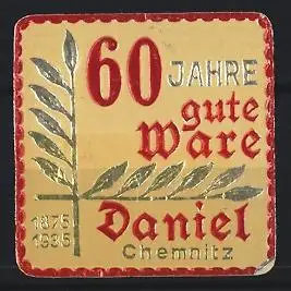 Reklamemarke Chemnitz, Daniel 1875-1935, Lorbeerzweig