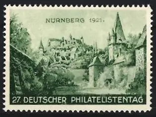 Reklamemarke Nürnberg, 27. Deutscher Philatelistentag 1921, Ortsansicht