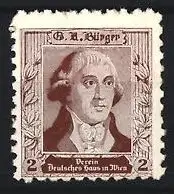 Reklamemarke Wien, Verein Deutsches Haus in Wien, G. A. Bürger, Porträt