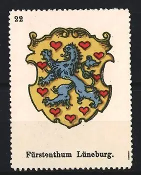 Reklamemarke Fürstenthum Lüneburg, Löwe und Herzen, Wappenmotiv
