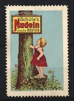 Reklamemarke Schüle`s Nudeln, Kind am Baum