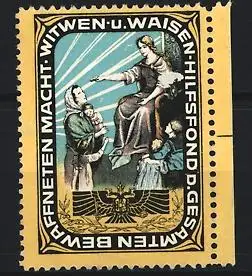 Reklamemarke Witwen- u. Waisenhilfsfond d. Bewaffneten Macht, Frau mit Kindern