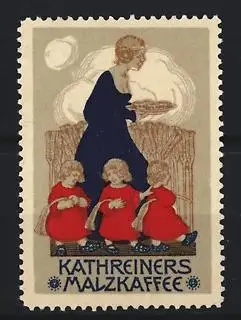 Reklamemarke Kathreiners Malzkaffee, Frau mit Kindern
