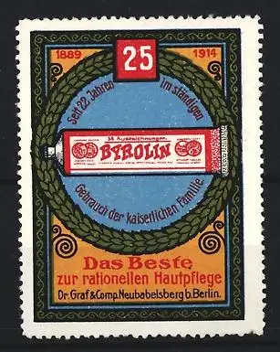 Reklamemarke Berlin, Dr. Graf & Comp., Byrolin Hautpflege, Lorbeerkranz