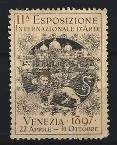 Reklamemarke Venedig, II. Esposizione Internazionale d`Arte 1897, Geflügelter Löwe