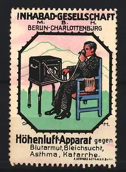 Reklamemarke Berlin, Inhabad-Gesellschaft, Höhenluft-Apparat gegen Blutarmut